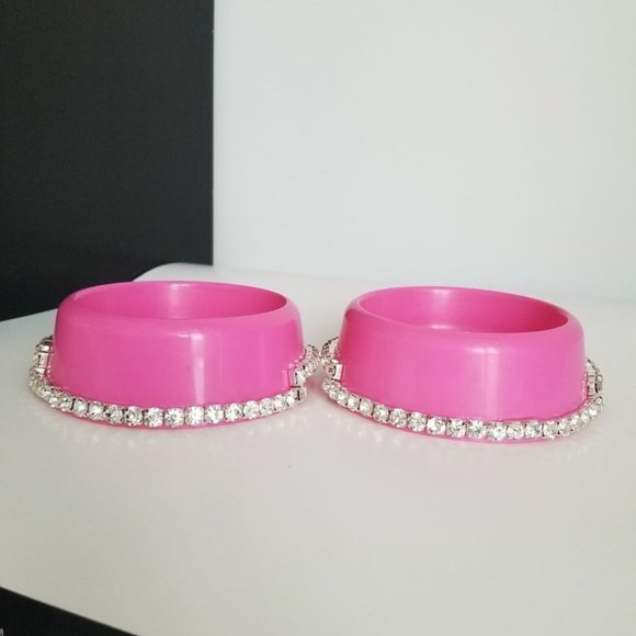 Pink bling rhinestone pet bowls - Picture 7 of 7